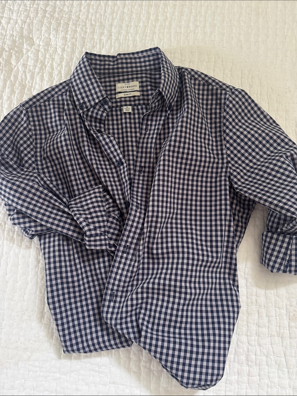 Lucky Brand Blue & White Gingham Button-Down Shirt